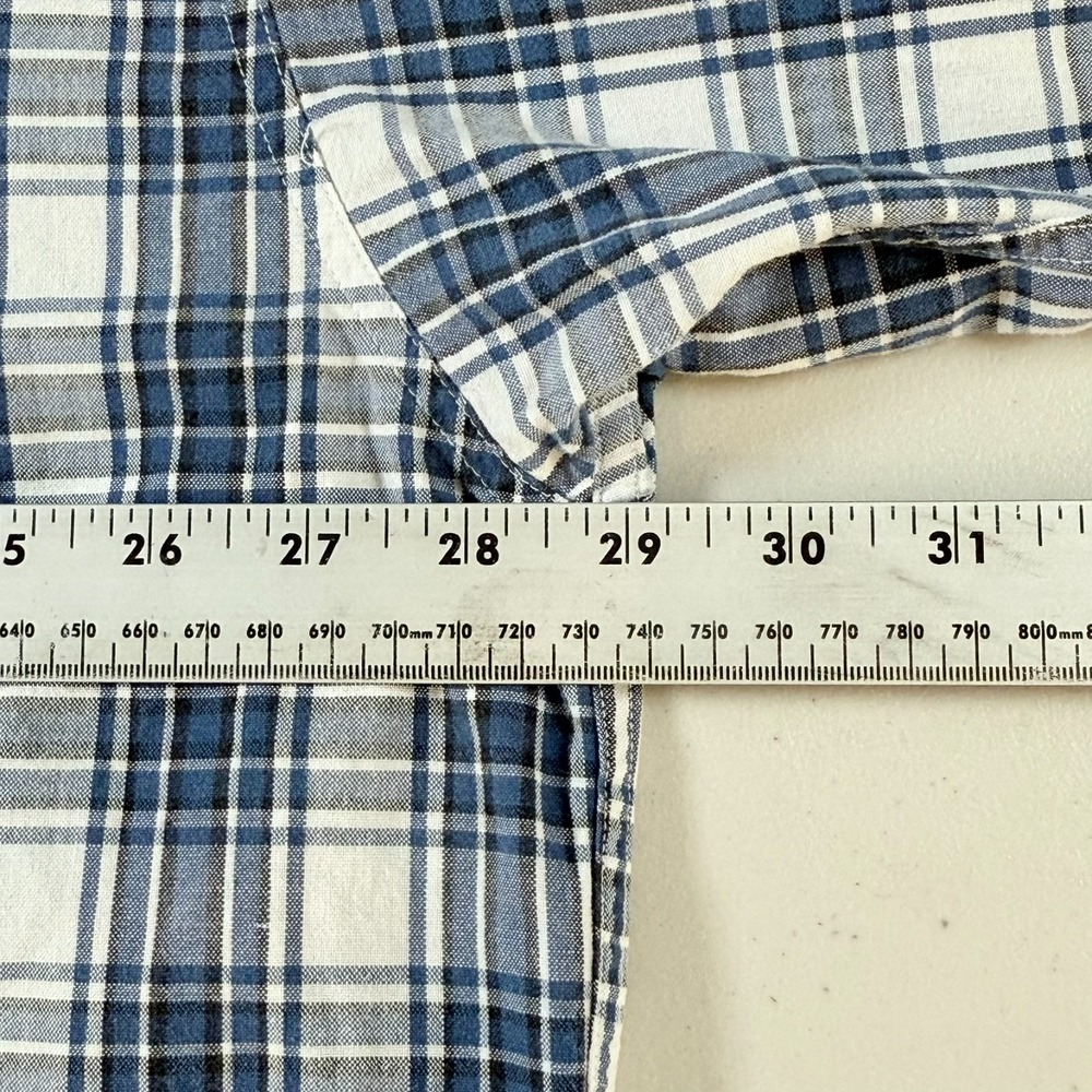 Abercrombie The Big Shirt Short Sleeve Plaid Shirt Mens Large Blue Vintage Y2K - Picture 8 of 9